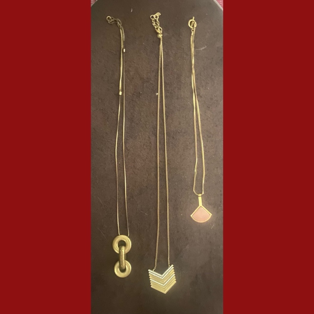 Lot of 3  Long Necklaces / Color: Brushed Gold